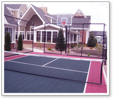 Hotel tennis court resurfacing